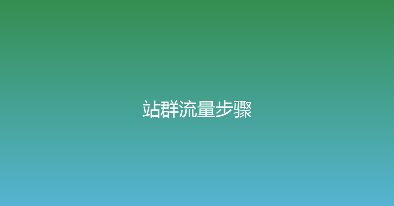 站群流量步骤 封面图