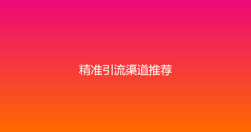精准引流渠道推荐 封面图