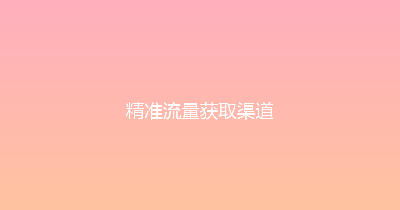 精准流量获取渠道 封面图