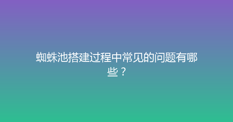 蜘蛛池搭建过程中常见的问题有哪些？ 封面图